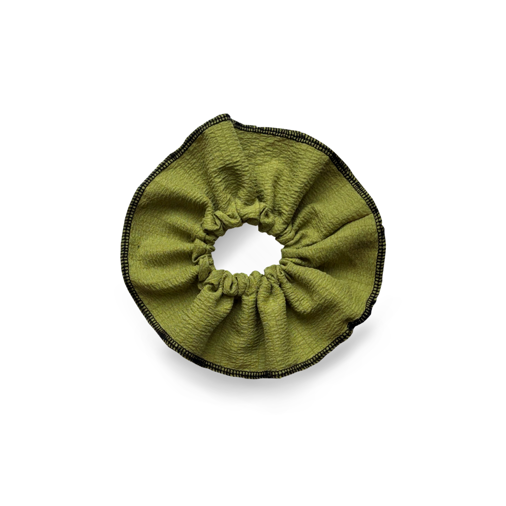 Green & Black Trim Layered Scrunchie