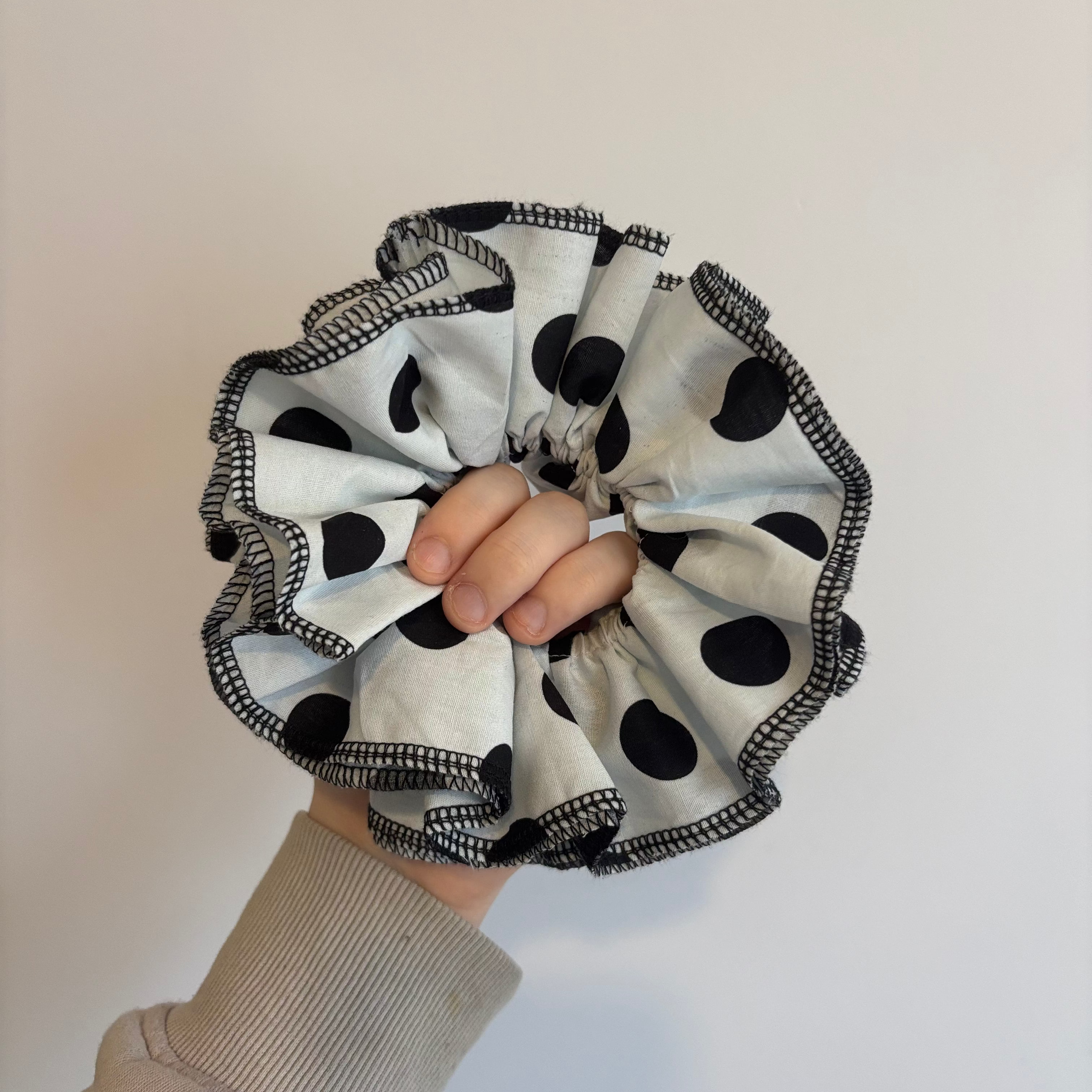 Large Polka-Dot Ruffle Scrunchie