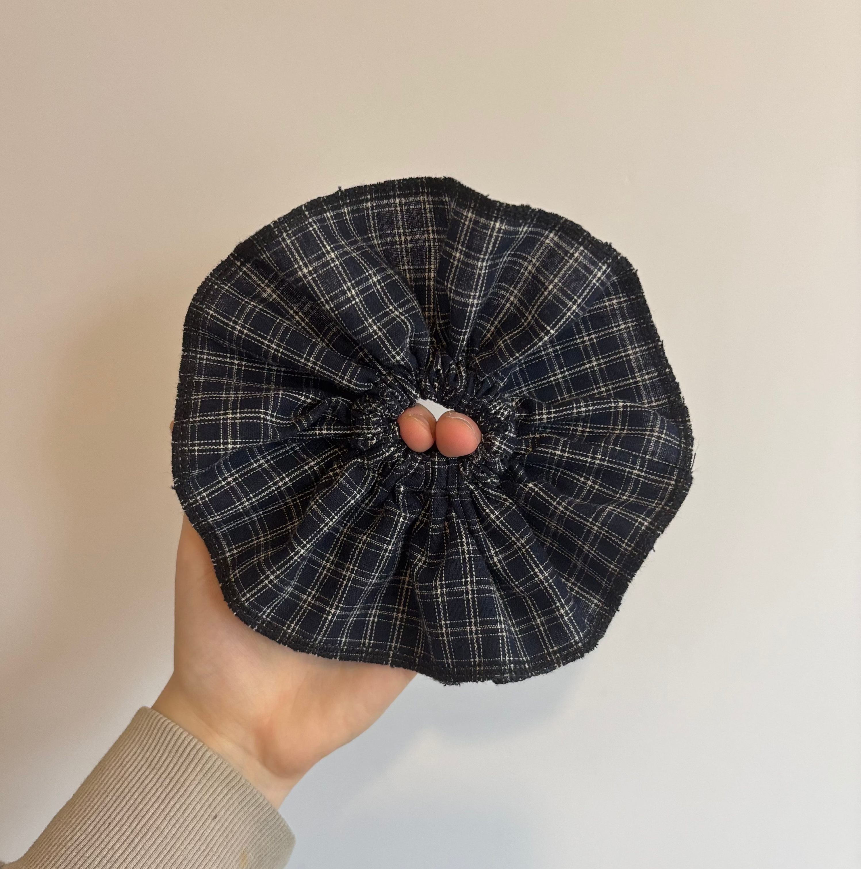 Plaid Double-Layered Scrunchie